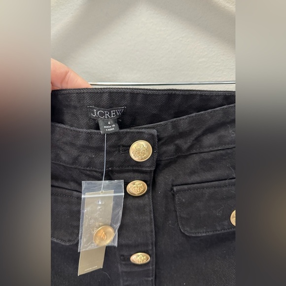 NWT! J. CrewGold Button Front Denim Mini Skirt Black. Size 4 #CC931 - Picture 4 of 6